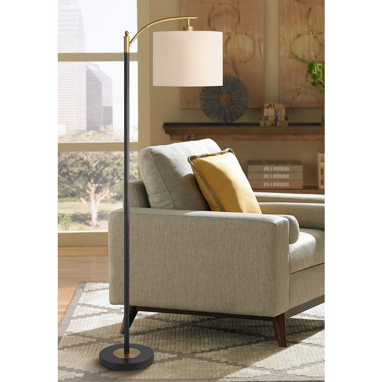 Image 1 360 Lighting Rayna 61 1/2 inch High Black and Gold Downbridge Floor Lamp