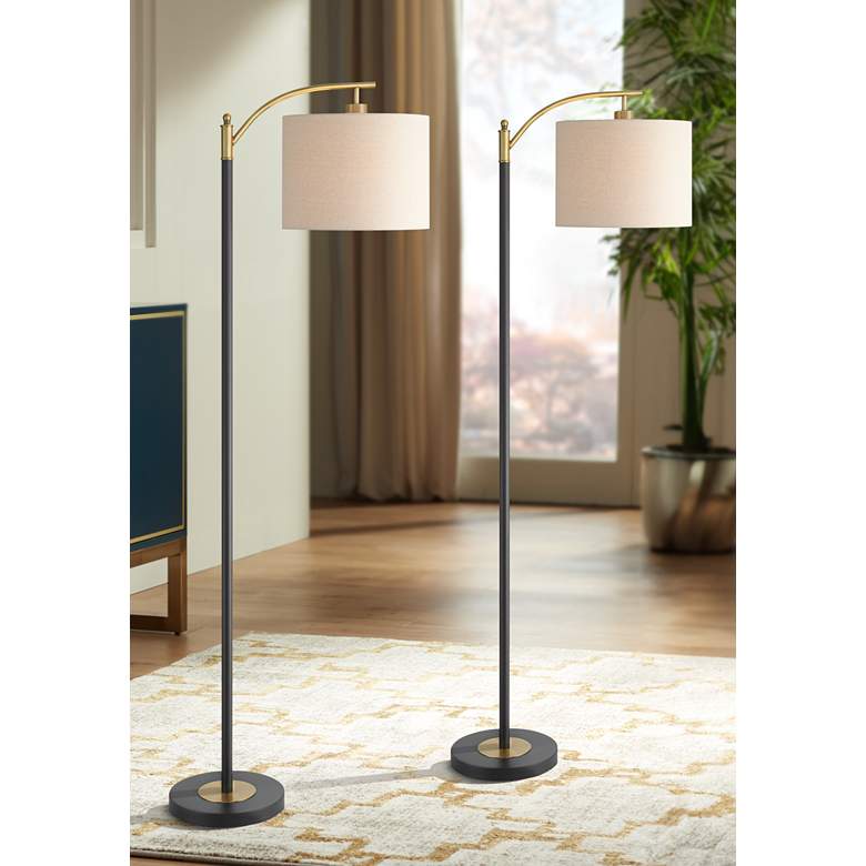 Image 2 360 Lighting Rayna Black and Gold Downbridge Floor Lamps Set of 2