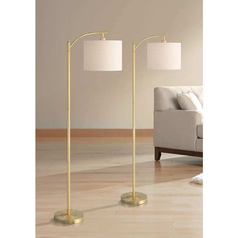 Image 1 360 Lighting Rayna Warm Gold Downbridge Floor Lamps Set of 2