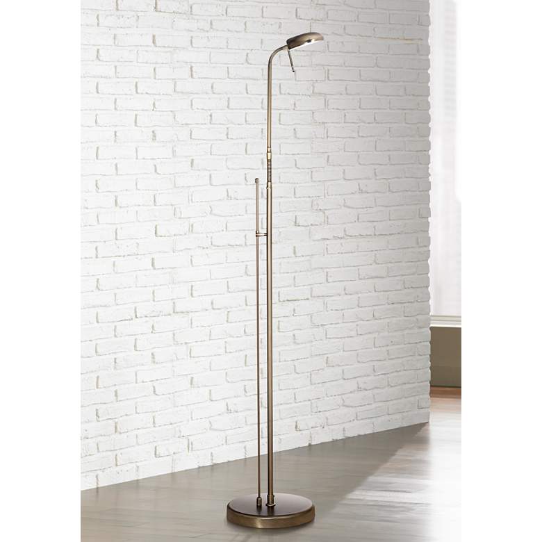 Image 2 360 Lighting Regan Adjustable Height Dark Brass LED Pharmacy Floor Lamp