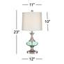 360 Lighting Reiner 23" Blue-Green Glass Table Lamp with Dimmer