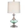 360 Lighting Reiner 23" Nickel and Blue-Green Glass Urn Table Lamp