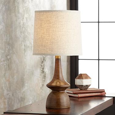 360 Lighting Rexford 24" Walnut Finish Mid-Century Modern Table Lamp