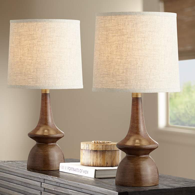 Image 1 360 Lighting Rexford Walnut Finish Modern Mid-Century Table Lamps Set of 2