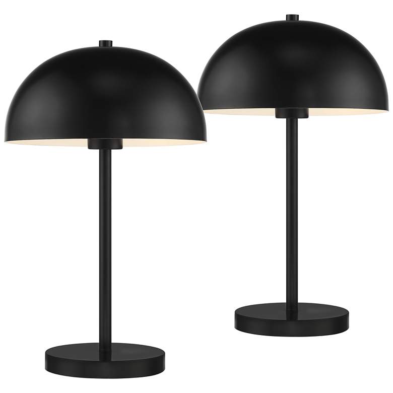 Image 3 360 Lighting Rhys 19 1/2" Black Modern Dome Mushroom Lamps Set of 2