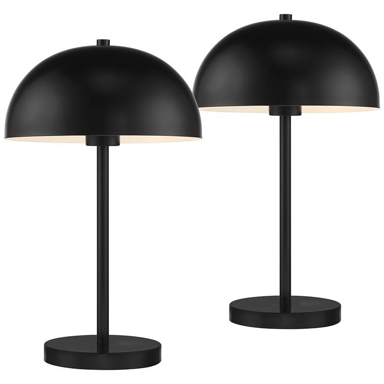 Image 2 360 Lighting Rhys 19 1/2" Black Modern Mushroom Dome Lamps Set of 2