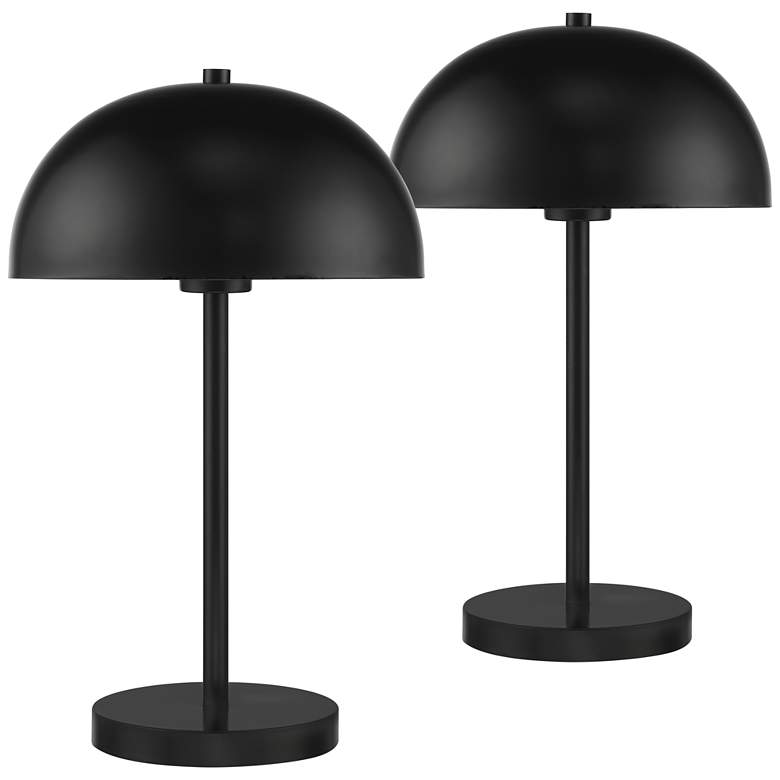 Image 2 360 Lighting Rhys 19 1/2 inch Black Modern Mushroom Dome Lamps Set of 2