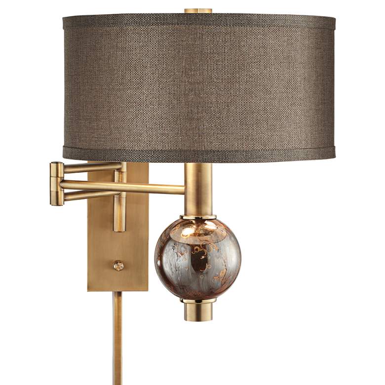 Image 6 360 Lighting Richford Brass Plug-In Swing Arm Wall Lamp with Dimmer more views