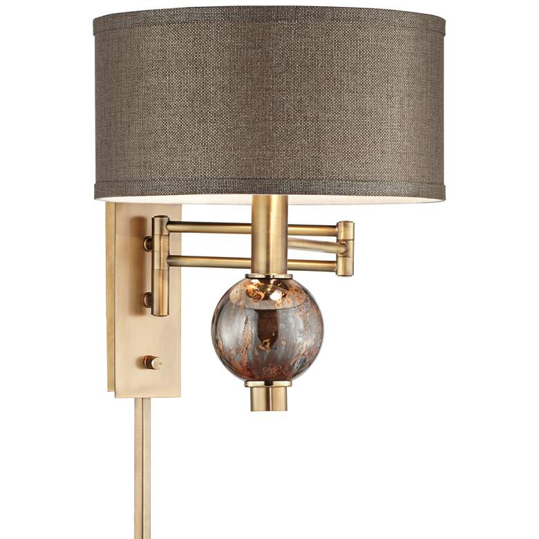 Image 7 360 Lighting Richford Brass Plug-In Swing Arm Wall Lamp with Dimmer more views