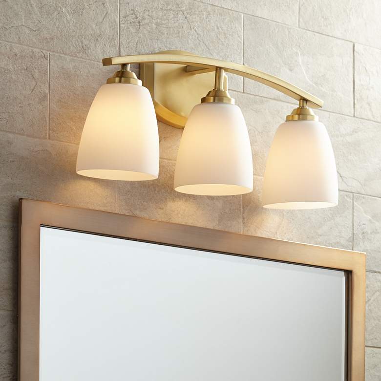 Image 1 360 Lighting Richter 22 inch Wide Brass and Opal Glass 3-Light Bath Light