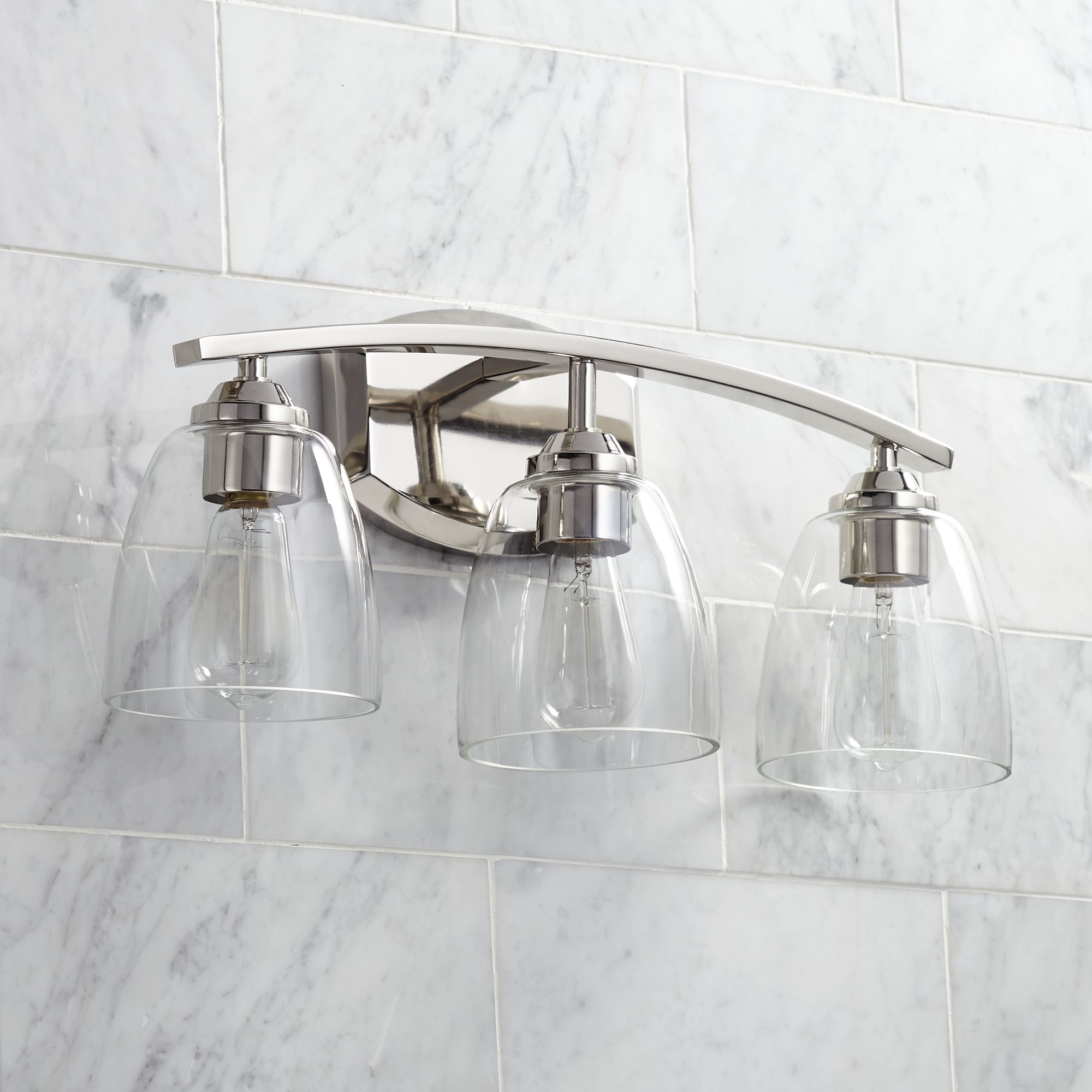 360 Lighting Richter 22" Wide Chrome and Glass 3-Light Bath Light