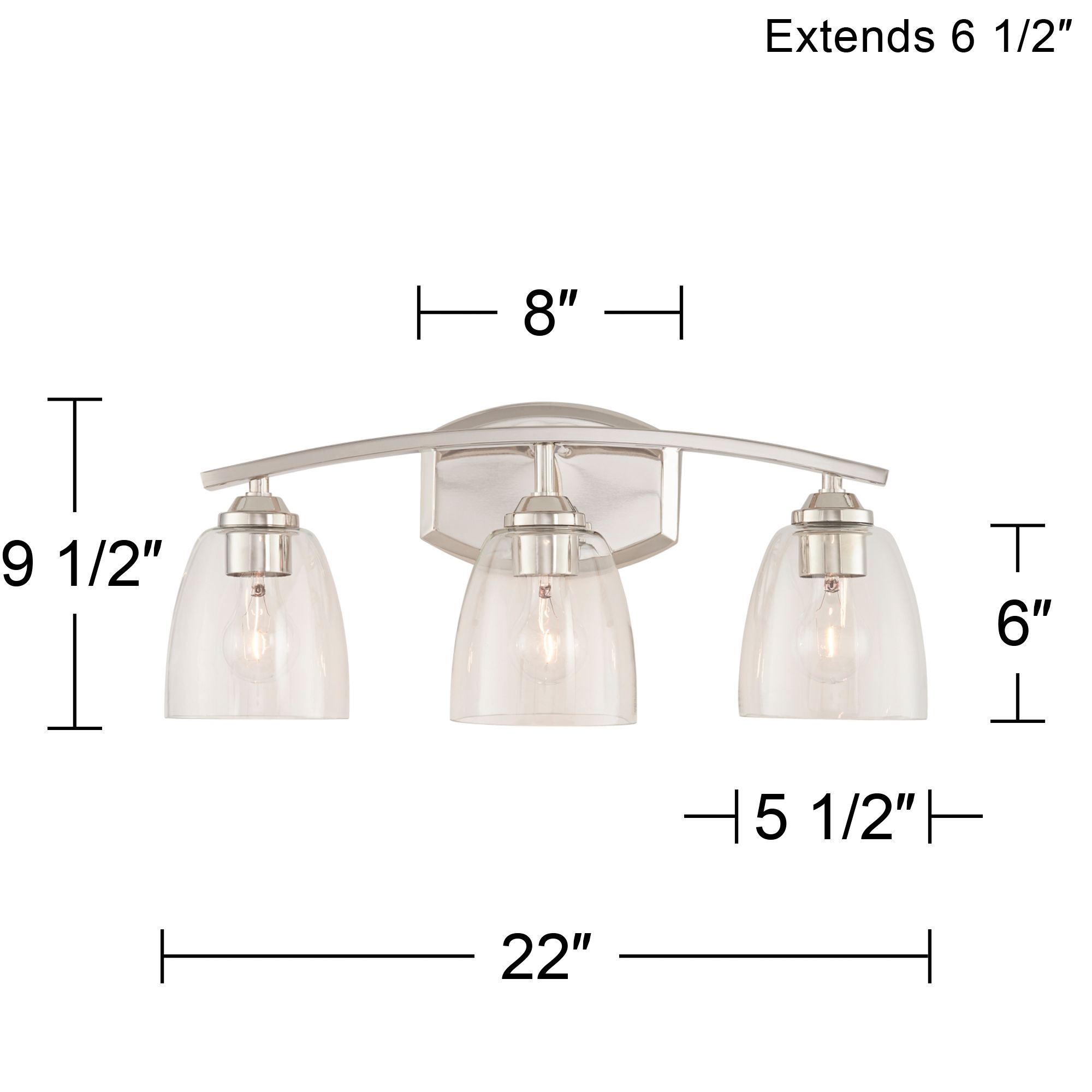 360 Lighting Richter 22" Wide Chrome and Glass 3-Light Bath Light