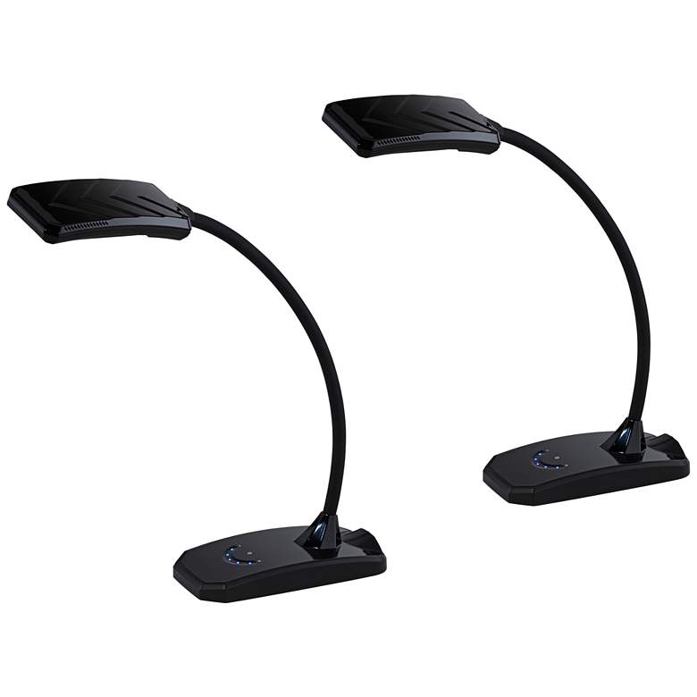 Image 2 360 Lighting Ricky Black Gooseneck LED Desk Lamps Set of 2 with USB Ports