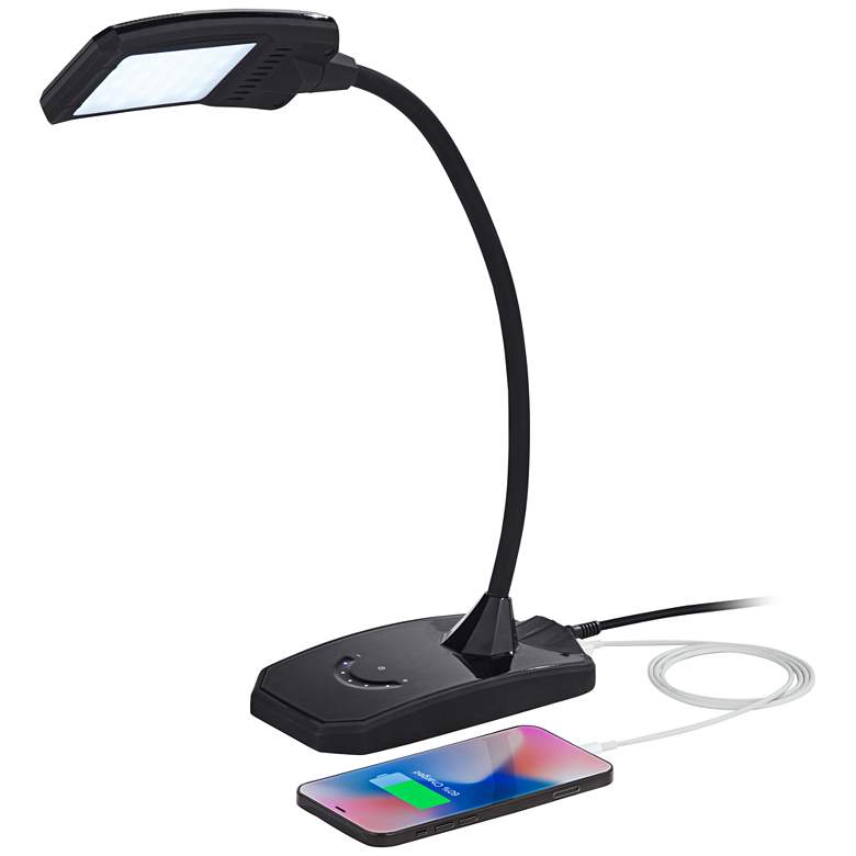 Image 3 360 Lighting Ricky Black Gooseneck LED Desk Lamps Set of 2 with USB Ports more views