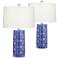 360 Lighting Rico Blue Ceramic Column Table Lamps Set of 2