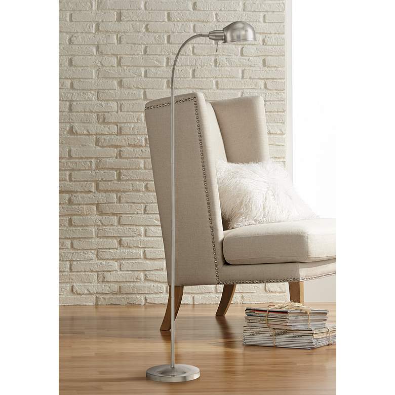Image 1 360 Lighting Ridley 61" Satin Nickel Modern Gooseneck Floor Lamp