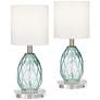 1_360 Lighting Rita 18 1/2" Blue Glass Lamps Set with Acrylic Risers