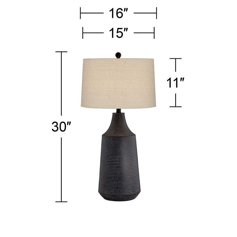 Image 7 360 Lighting Rocco 30" Black Finish Hammered Jar Table Lamp more views