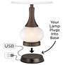 3_360 Lighting Rocco 30" Blue Ceramic Lamp with USB Workstation Base more views