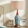 7_360 Lighting Rocco 30" Blue Ceramic Lamp with USB Workstation Base more views