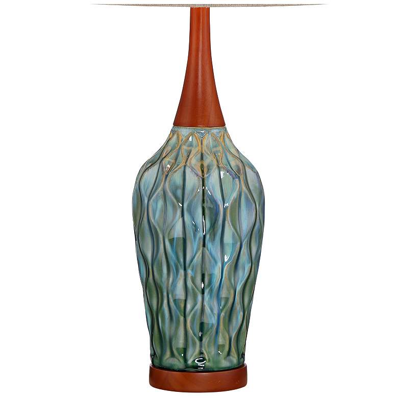Image 6 360 Lighting Rocco 30" Blue Ceramic Mid-Century Table Lamp with Dimmer more views