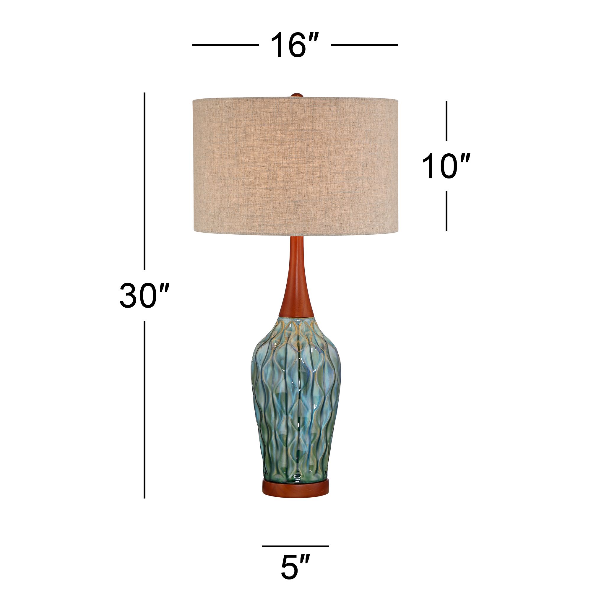 360 Lighting Rocco 30" Blue Ceramic Mid-Century Table Lamp with Dimmer in scene