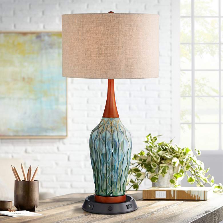 Image 1 360 Lighting Rocco 30" Ceramic Lamp with Dimmable USB Workstation Base