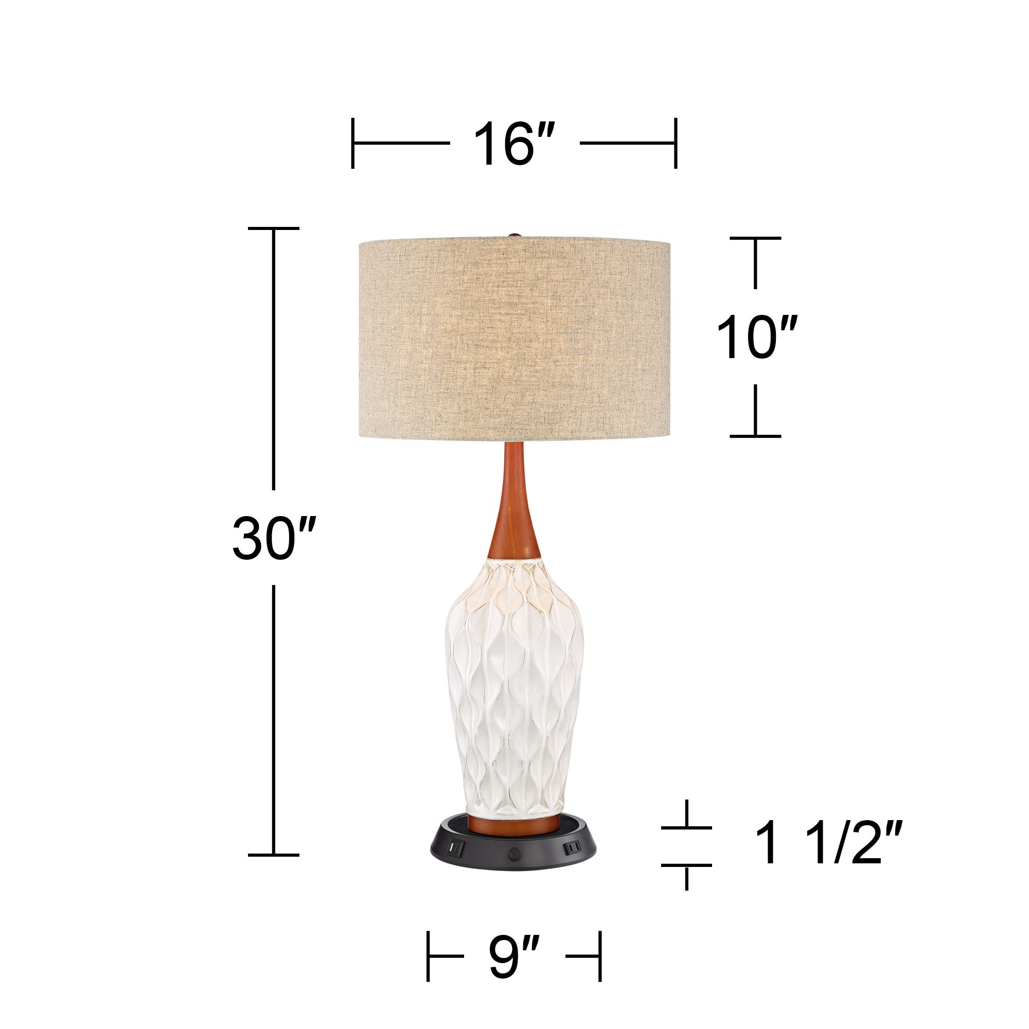 USB Outlet Lamp Base with Dimmer