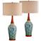 360 Lighting Rocco 30" High Blue Teal Ceramic Table Lamps Set of 2
