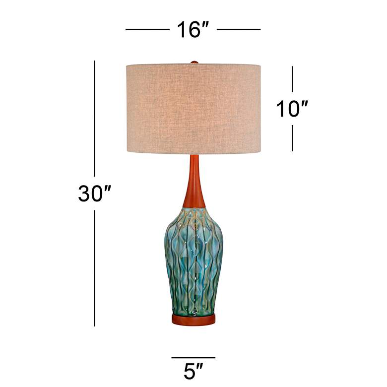 Image 7 360 Lighting Rocco 30" High Blue Teal Ceramic Table Lamps Set of 2 more views