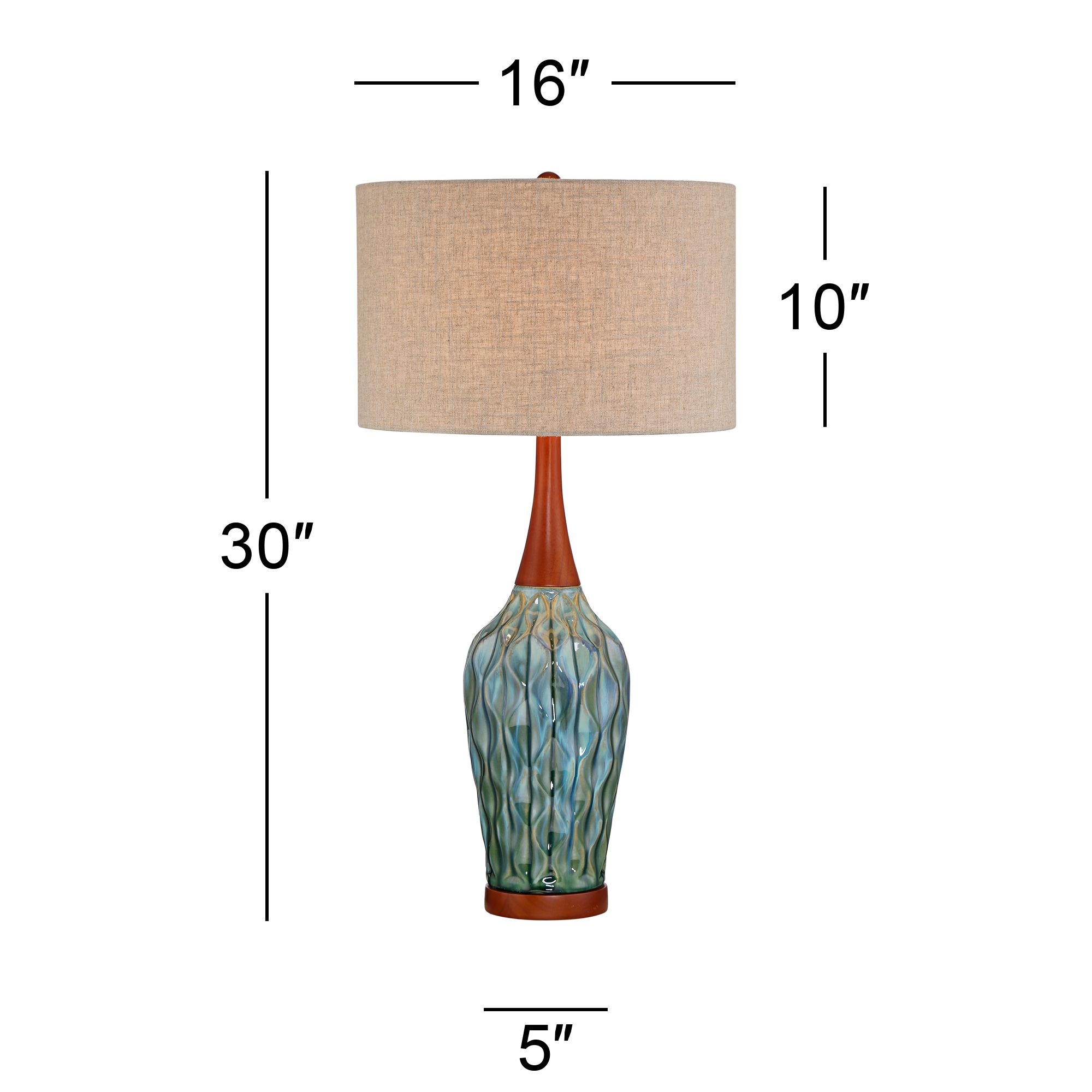 360 Lighting Rocco 30" High Mid-Century Modern Blue Ceramic Table Lamp in scene
