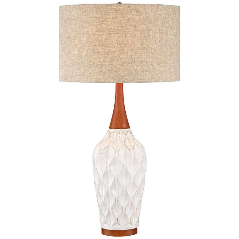 Image 2 360 Lighting Rocco 30 inch High White Ceramic Mid-Century Lamp with Dimmer