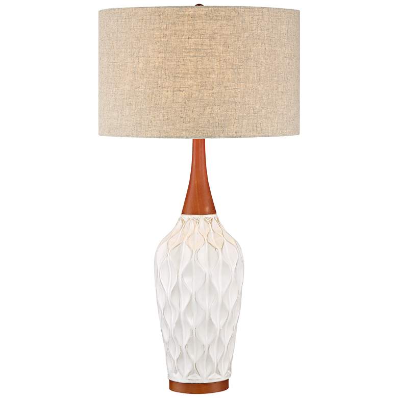 Image 3 360 Lighting Rocco 30" High White Ceramic Mid-Century Lamp with Dimmer