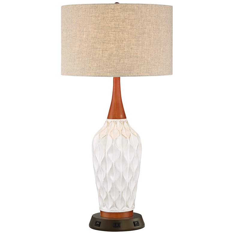 Image 2 360 Lighting Rocco 30" White Ceramic Lamp with USB Workstation Base