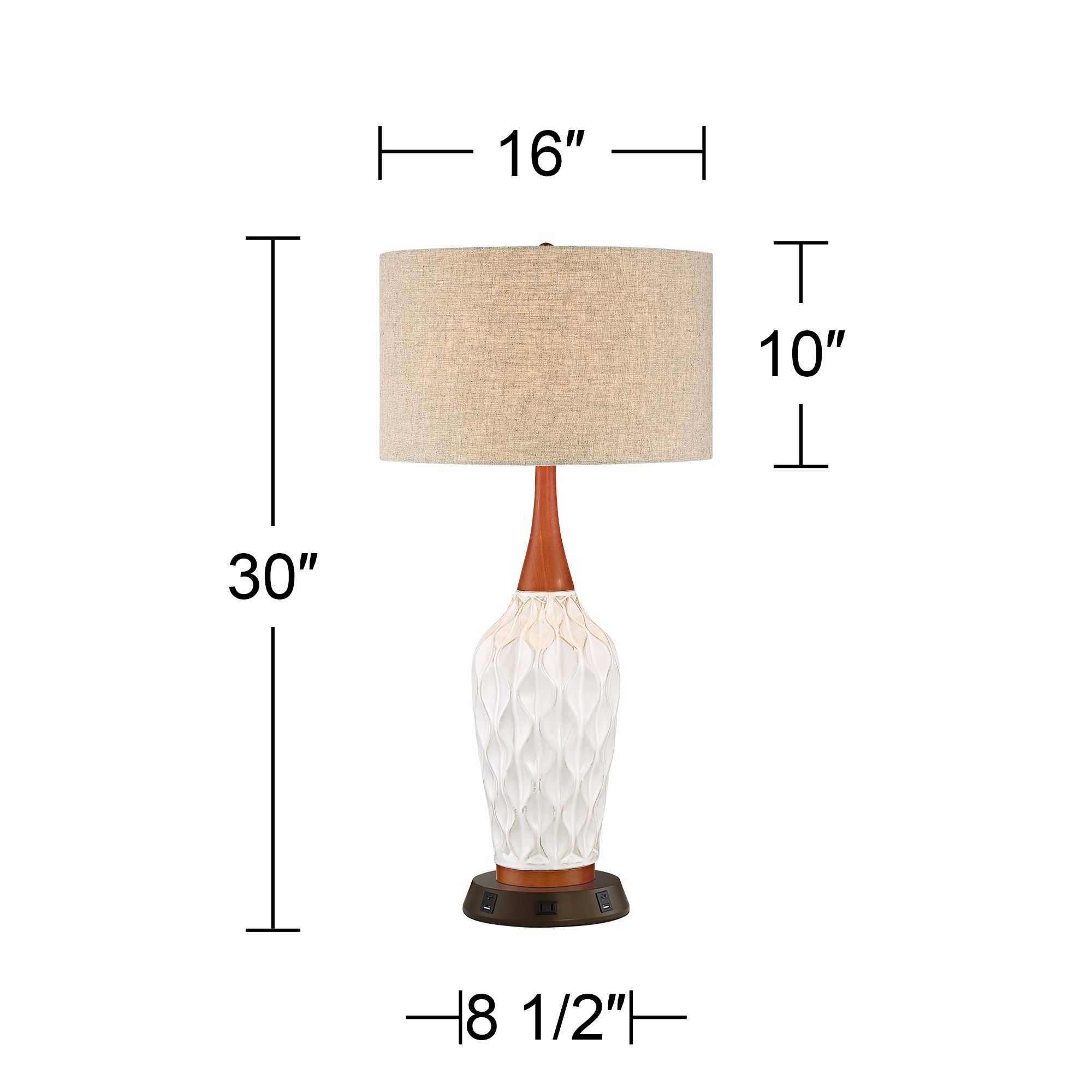 360 Lighting Rocco 30" White Ceramic Lamp with USB Workstation Base