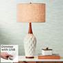 360 Lighting Rocco 30" White Ceramic Table Lamp with USB Dimmer