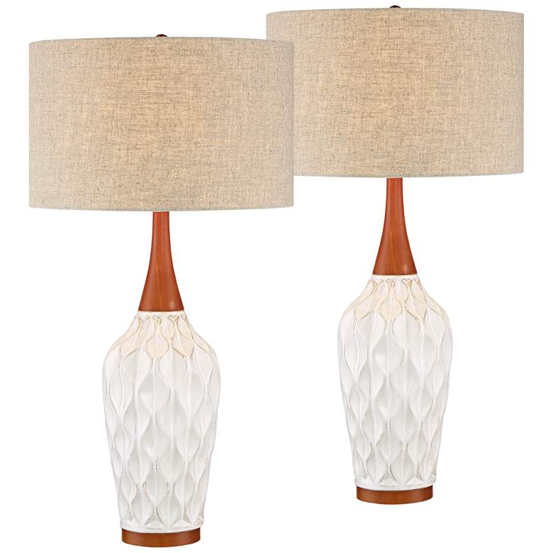 Image 2 360 Lighting Rocco 30 inch White Modern Ceramic Table Lamps Set of 2