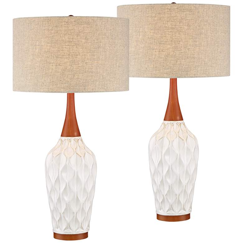 Image 3 360 Lighting Rocco 30" White Modern Ceramic Table Lamps Set of 2