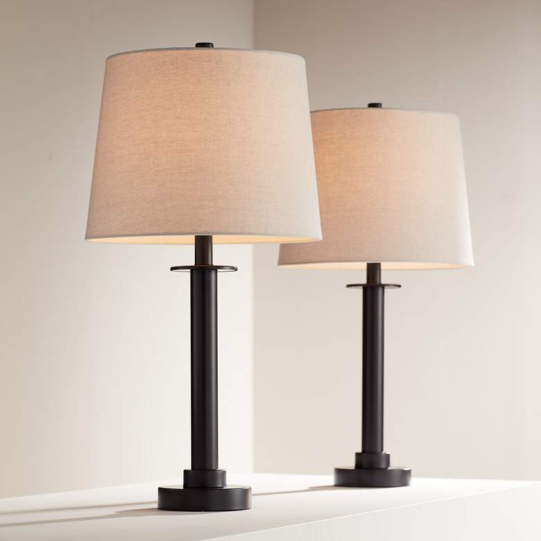 Image 1 360 Lighting Rockford 26" High Bronze USB Table Lamps Set of 2
