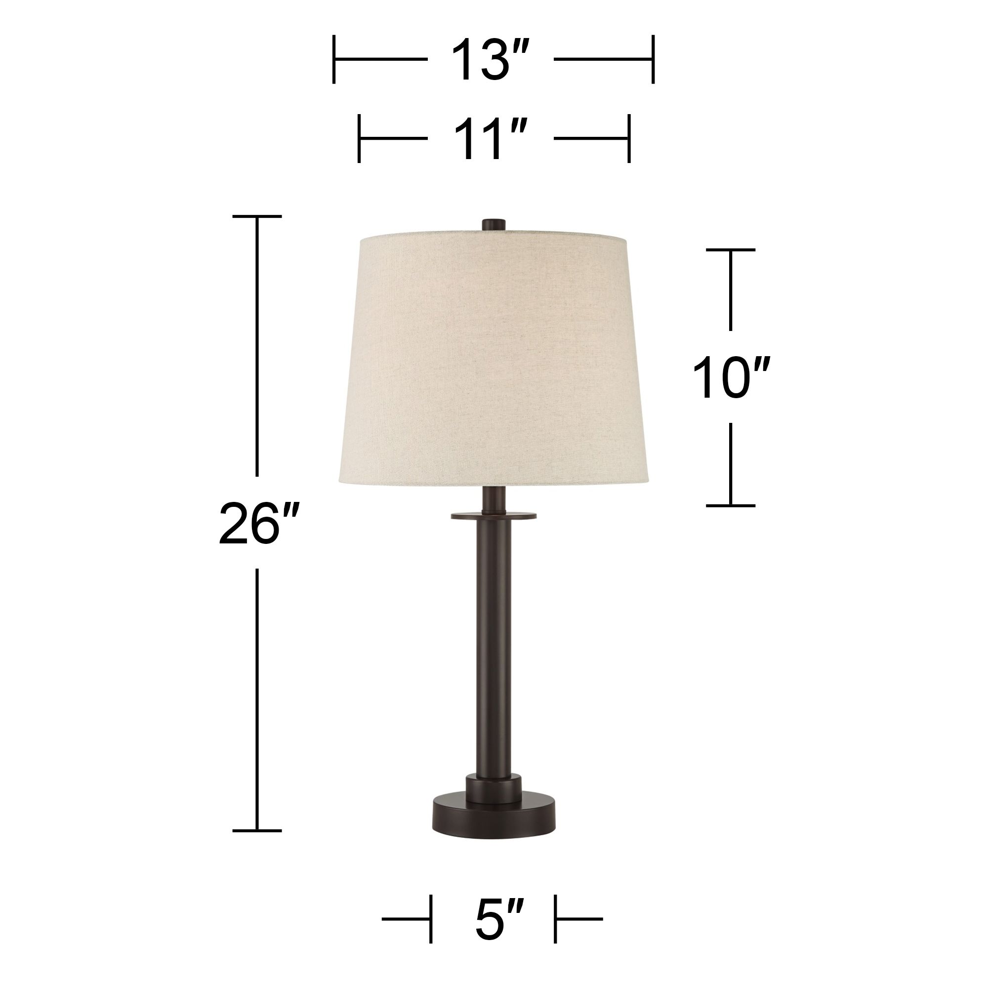 360 Lighting Rockford 26" High Bronze USB Table Lamps Set of 2