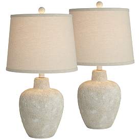 Image2 of 360 Lighting Romeo 23 1/2" Distressed Earth Jar Table Lamps Set of 2