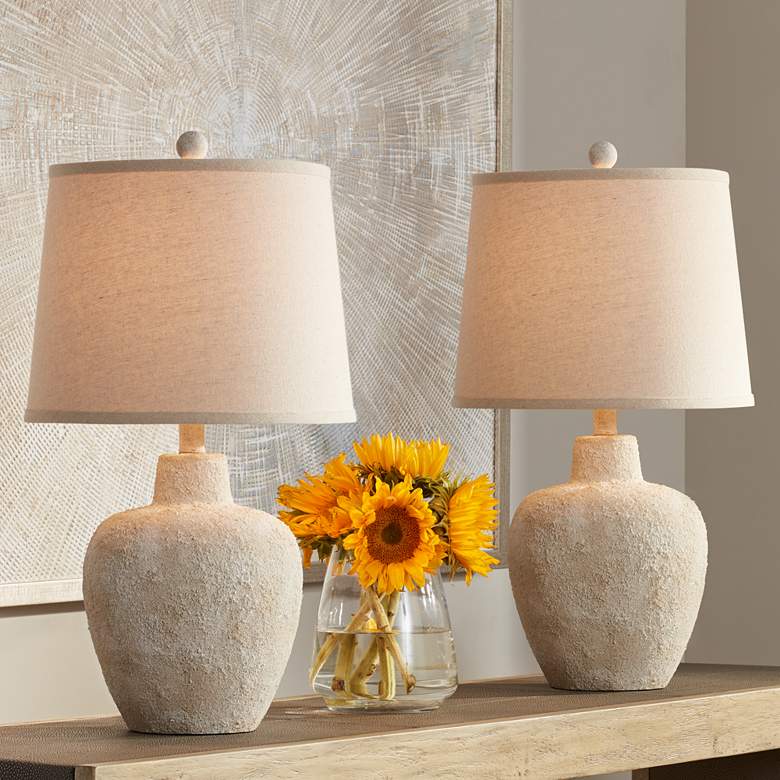Image 1 360 Lighting Romeo 23 1/2 inch Distressed Earth Jar Table Lamps Set of 2