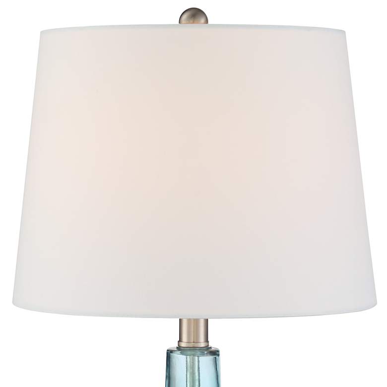 Image 3 360 Lighting Ronald 22 inch Coastal Modern Textured Blue Glass Table Lamp more views