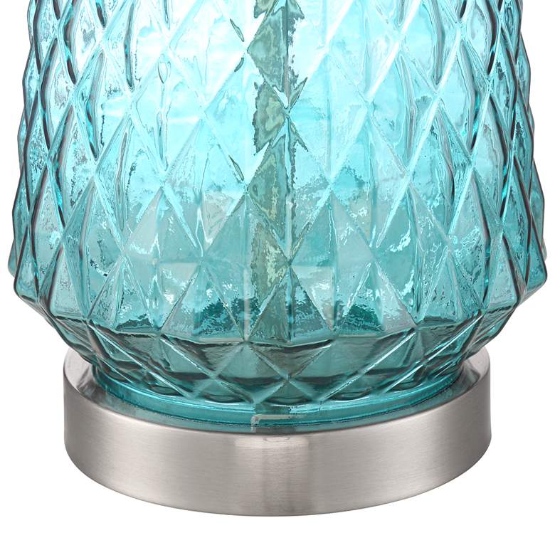 Image 5 360 Lighting Ronald 22 inch Coastal Modern Textured Blue Glass Table Lamp more views