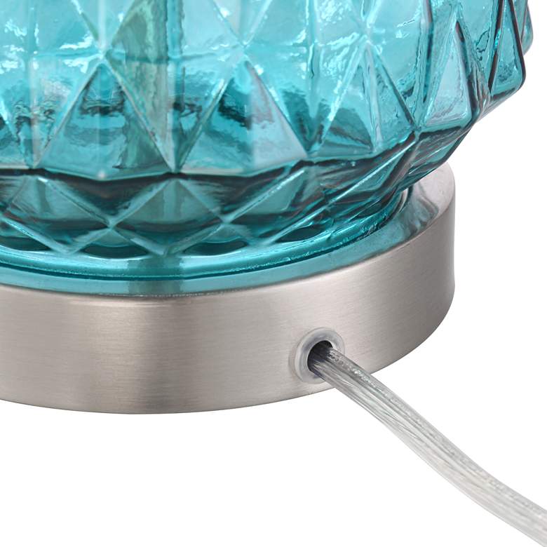 Image 6 360 Lighting Ronald 22 inch Coastal Modern Textured Blue Glass Table Lamp more views