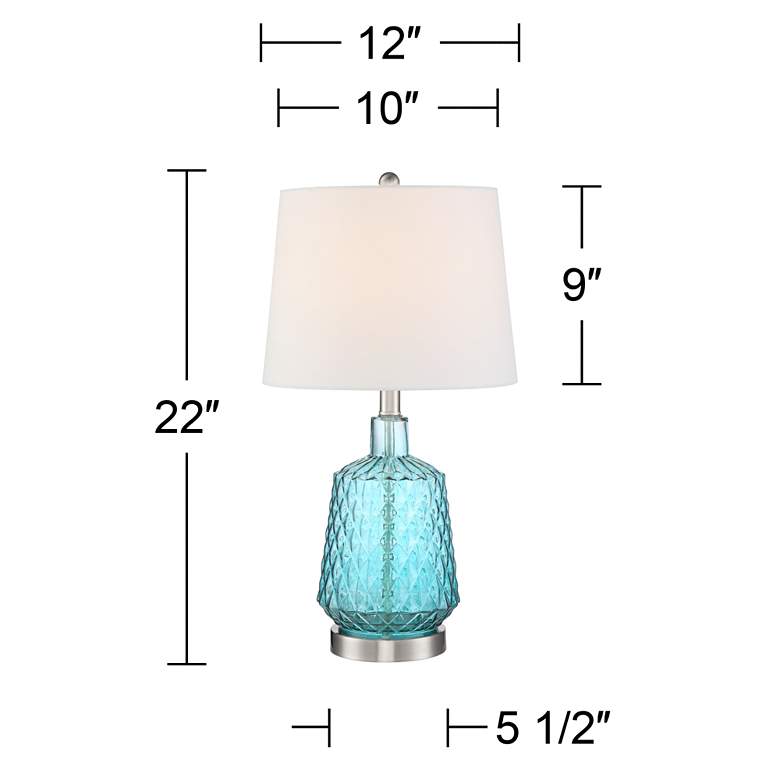 Image 7 360 Lighting Ronald 22 inch Coastal Modern Textured Blue Glass Table Lamp more views