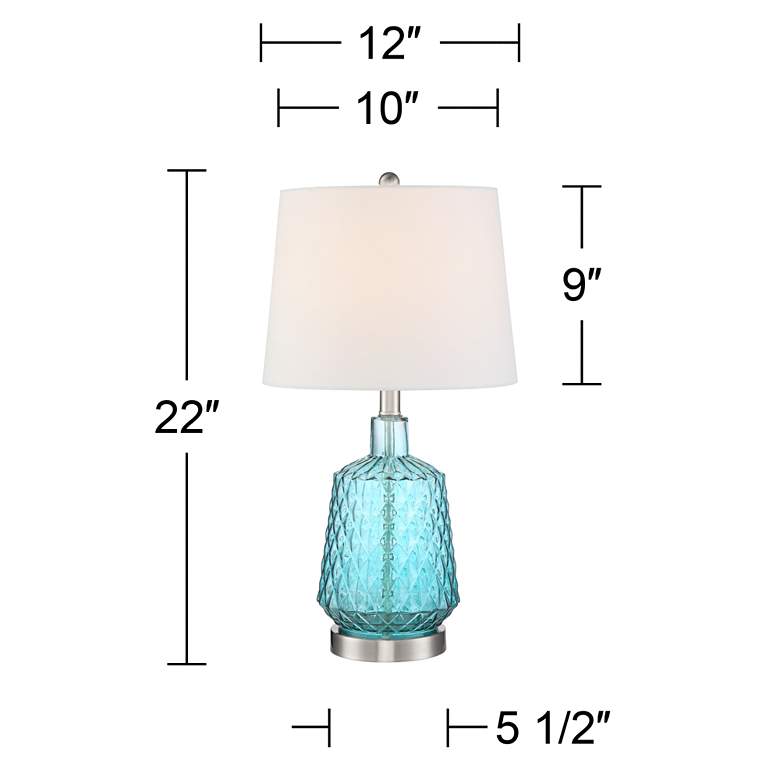 Image 7 360 Lighting Ronald 22" Coastal Modern Textured Blue Glass Table Lamp more views