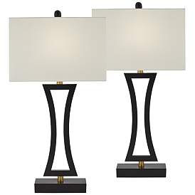 Image2 of 360 Lighting Roxie 31" Black Metal USB Table Lamps Set of 2