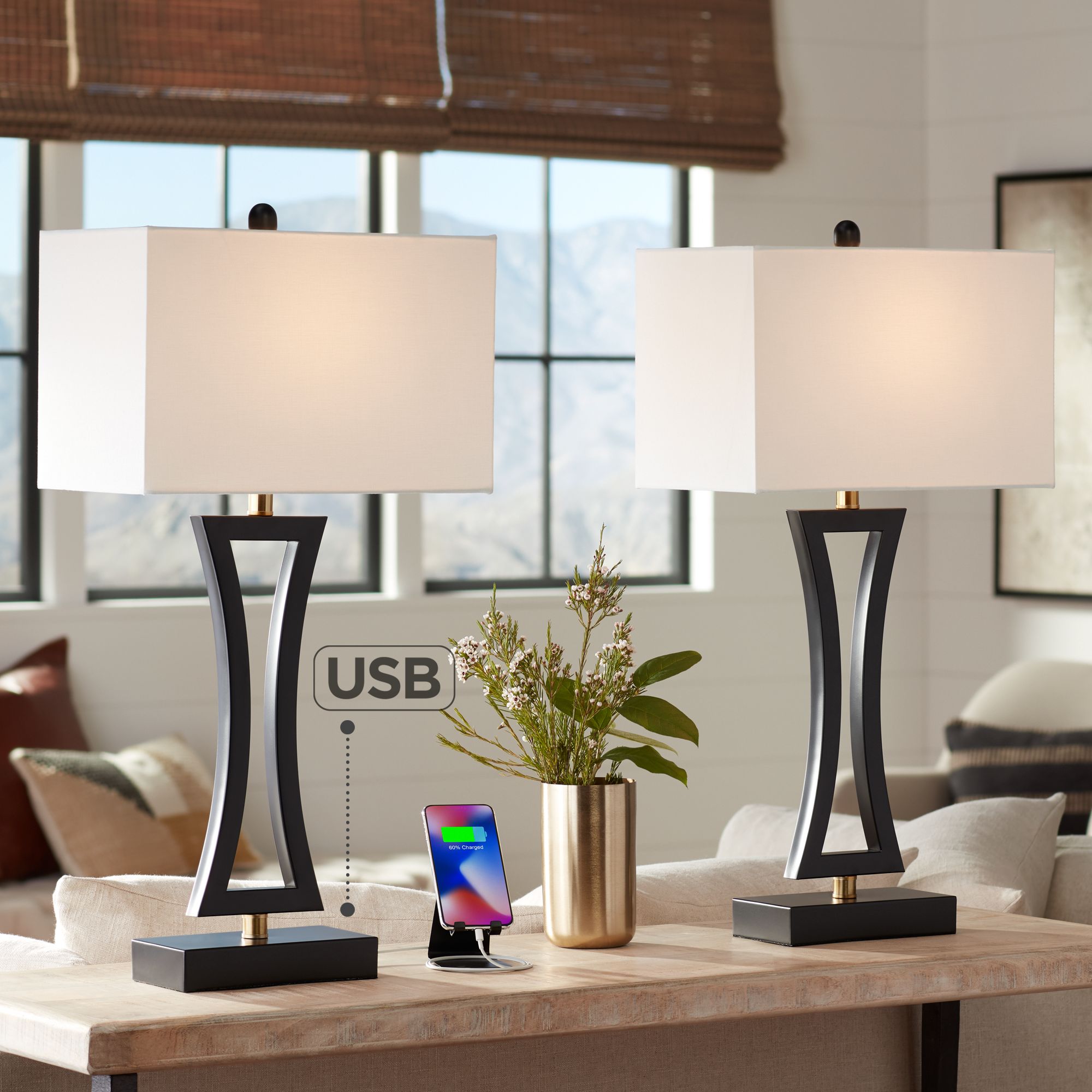 Black table hot sale lamp sets