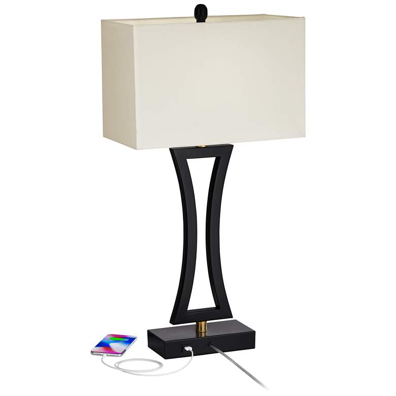 Image 3 360 Lighting Roxie 31" Black Metal USB Table Lamps Set of 2 more views